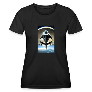 Alien | UFO | Raumschiff | UAP | außerirdische - Frauen Funktions-T-Shirt - Schwarz - Vorne - AI Model Female 172 light (172cm)