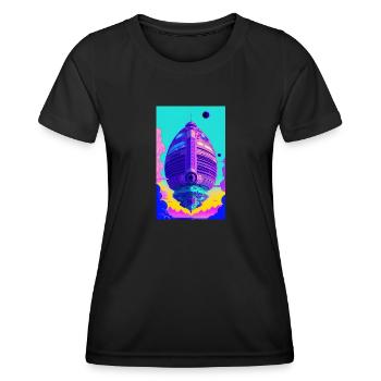 Extraterrestre | OVNI | Vaisseau spatial | PAU | étranger - T-shirt sport Femme - noir - Devant - AI Model Female 172 light (172cm)