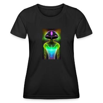 Alien | UFO | Raumschiff | UAP | außerirdische - Frauen Funktions-T-Shirt - Schwarz - Vorne - AI Model Female 172 light (172cm)