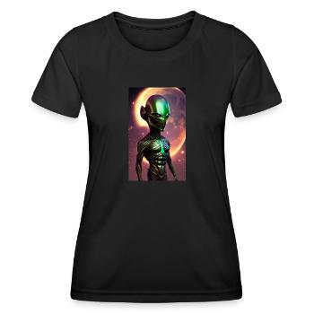 Alien | UFO | Raumschiff | UAP | außerirdische - Frauen Funktions-T-Shirt - Schwarz - Vorne - AI Model Female 172 light (172cm)