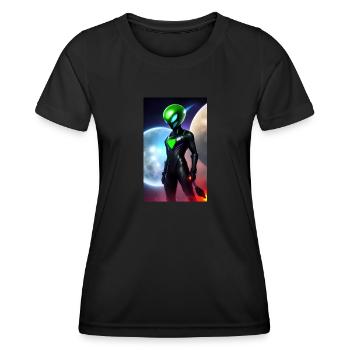 Extraterrestre | OVNI | Vaisseau spatial | PAU | étranger - T-shirt sport Femme - noir - Devant - AI Model Female 172 light (172cm)
