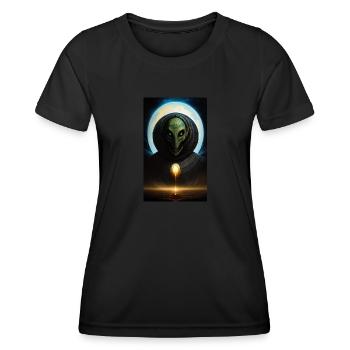 Alien | UFO | Raumschiff | UAP | außerirdische - Frauen Funktions-T-Shirt - Schwarz - Vorne - AI Model Female 172 light (172cm)