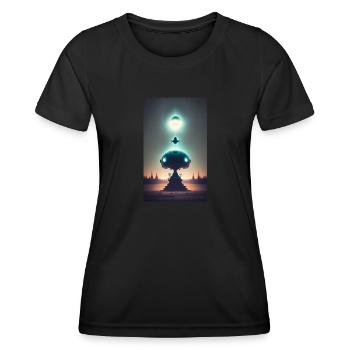 Extraterrestre | OVNI | Vaisseau spatial | PAU | étranger - T-shirt sport Femme - noir - Devant - AI Model Female 172 light (172cm)