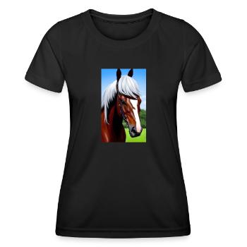Cheval | Équitation | Animal | Monture | Coloré - T-shirt sport Femme - noir - Devant - AI Model Female 172 light (172cm)