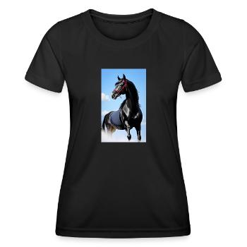 Cheval | Équitation | Animal | Monture | Coloré - T-shirt sport Femme - noir - Devant - AI Model Female 172 light (172cm)