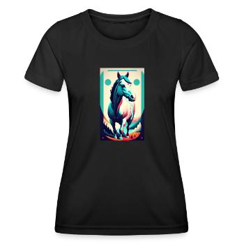 Cheval | Équitation | Animal | Monture | Coloré - T-shirt sport Femme - noir - Devant - AI Model Female 172 light (172cm)