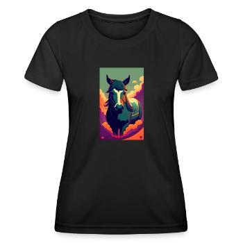 Cheval | Équitation | Animal | Monture | Coloré - T-shirt sport Femme - noir - Devant - AI Model Female 172 light (172cm)