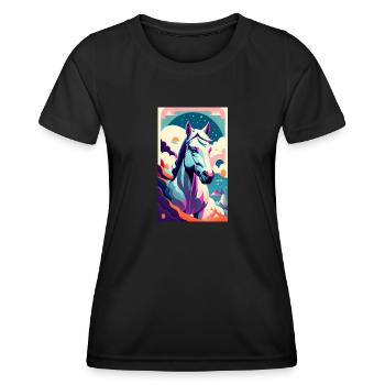 Cheval | Équitation | Animal | Monture | Coloré - T-shirt sport Femme - noir - Devant - AI Model Female 172 light (172cm)