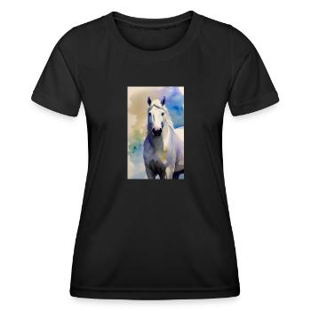 Cheval | Équitation | Animal | Monture | Coloré - T-shirt sport Femme - noir - Devant - AI Model Female 172 light (172cm)