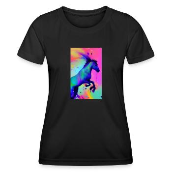 Cheval | Équitation | Animal | Monture | Coloré - T-shirt sport Femme - noir - Devant - AI Model Female 172 light (172cm)