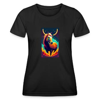 Cheval | Équitation | Animal | Monture | Coloré - T-shirt sport Femme - noir - Devant - AI Model Female 172 light (172cm)