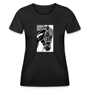 Pferd | reiten | Tier | Reittier | Bunt - Frauen Funktions-T-Shirt - Schwarz - Vorne - AI Model Female 172 light (172cm)
