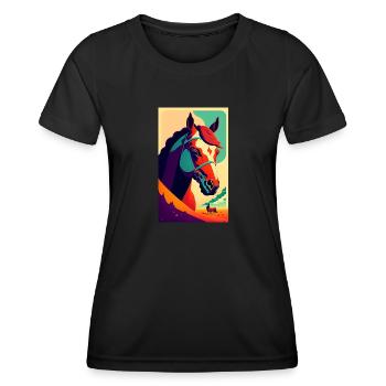 Cheval | Équitation | Animal | Monture | Coloré - T-shirt sport Femme - noir - Devant - AI Model Female 172 light (172cm)