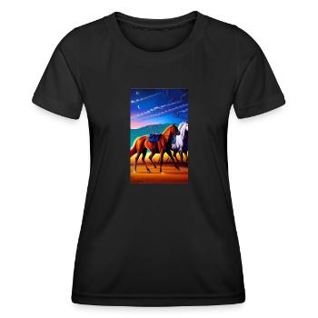 Cheval | Équitation | Animal | Monture | Coloré - T-shirt sport Femme - noir - Devant - AI Model Female 172 light (172cm)