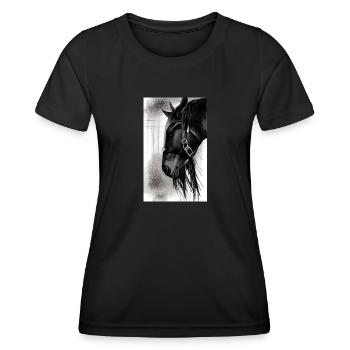 Cheval | Équitation | Animal | Monture | Coloré - T-shirt sport Femme - noir - Devant - AI Model Female 172 light (172cm)