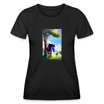 Cheval | Équitation | Animal | Monture | Coloré - T-shirt sport Femme - noir - Devant - AI Model Female 172 light (172cm)
