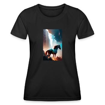 Pferd | reiten | Tier | Reittier | Bunt - Frauen Funktions-T-Shirt - Schwarz - Vorne - AI Model Female 172 light (172cm)
