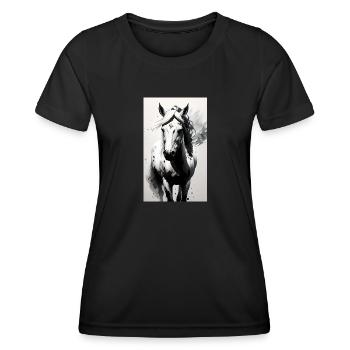 Cheval | Équitation | Animal | Monture | Coloré - T-shirt sport Femme - noir - Devant - AI Model Female 172 light (172cm)