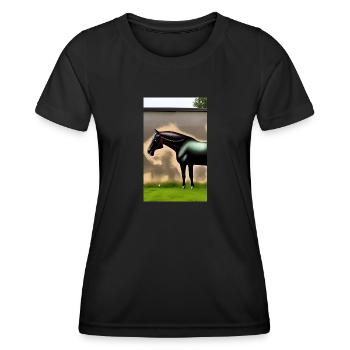 Cheval | Équitation | Animal | Monture | Coloré - T-shirt sport Femme - noir - Devant - AI Model Female 172 light (172cm)