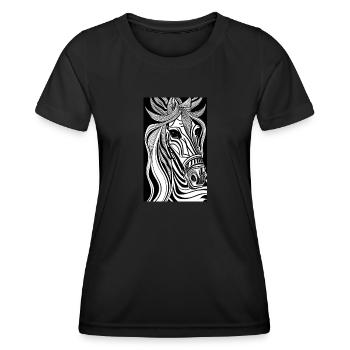 Cheval | Équitation | Animal | Monture | Coloré - T-shirt sport Femme - noir - Devant - AI Model Female 172 light (172cm)