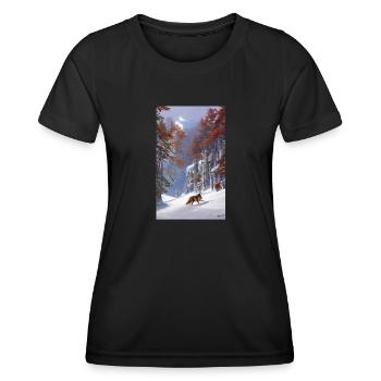 Wolf | Raubtier | Hund | Mystisch - Frauen Funktions-T-Shirt - Schwarz - Vorne - AI Model Female 172 light (172cm)