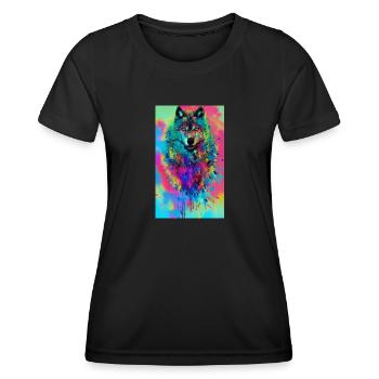 Wolf | Raubtier | Hund | Mystisch - Frauen Funktions-T-Shirt - Schwarz - Vorne - AI Model Female 172 light (172cm)