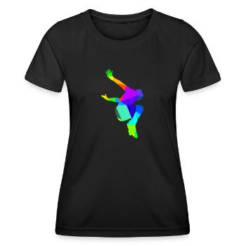 Colorful rainbow parkour runner in backflip sport - Women's Functional T-Shirt - black - Front - AI Model Female 172 light (172cm)