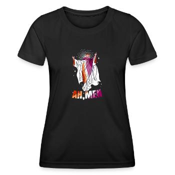 Lesben Gott Christen LGBT Pride Lesbian Rainbow - Frauen Funktions-T-Shirt - Schwarz - Vorne - AI Model Female 172 light (172cm)