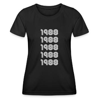 Year of birth: 1988 - Women's Functional T-Shirt - black - Front - AI Model Female 172 light (172cm)