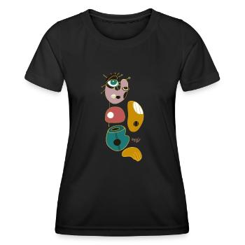 Abstrakte Augenwesen - Frauen Funktions-T-Shirt - Schwarz - Vorne - AI Model Female 172 light (172cm)