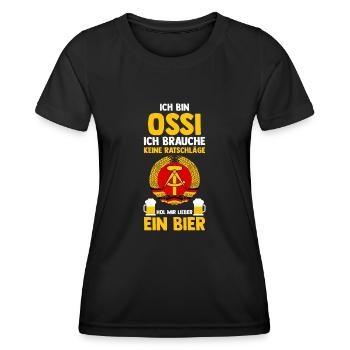 Ostdeutschland Ossi Deutschland Bier DDR - Frauen Funktions-T-Shirt - Schwarz - Vorne - AI Model Female 172 light (172cm)
