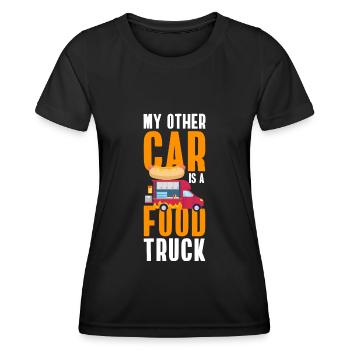 Street food, meal, meals on wheels, barbecue - Women's Functional T-Shirt - black - Front - AI Model Female 172 light (172cm)