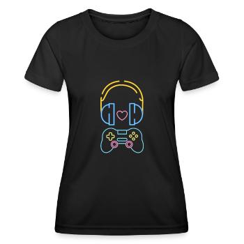 Love Gaming & Music - Nerd - Frauen Funktions-T-Shirt - Schwarz - Vorne - AI Model Female 172 light (172cm)