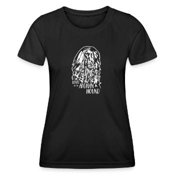 Afghane loved by an Afghan Hound Windhund Wilsigns - Frauen Funktions-T-Shirt - Schwarz - Vorne - AI Model Female 172 light (172cm)