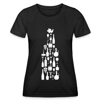 Wein Weinflasche Weinliebhaber - Frauen Funktions-T-Shirt - Schwarz - Vorne - AI Model Female 172 light (172cm)