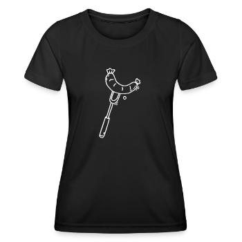Croquis de brochette de saucisse grillée - T-shirt sport Femme - noir - Devant - AI Model Female 172 light (172cm)