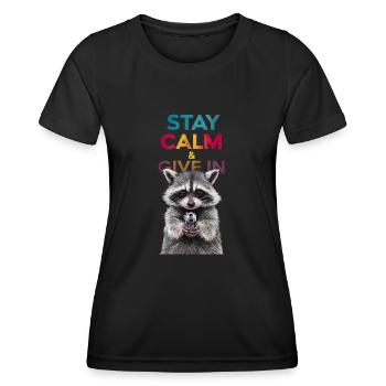 Mème raton laveur - T-shirt sport Femme - noir - Devant - AI Model Female 172 light (172cm)