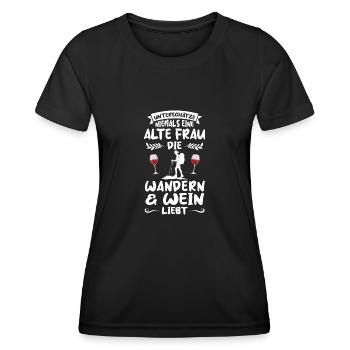 Wandern Wein Wanderung Geschenk - Frauen Funktions-T-Shirt - Schwarz - Vorne - AI Model Female 172 light (172cm)