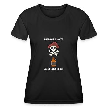 Pirat Rum Totenkopf Geschenk Spruch - Frauen Funktions-T-Shirt - Schwarz - Vorne - AI Model Female 172 light (172cm)