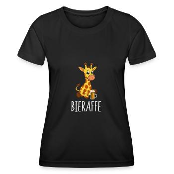 Bier Giraffe Bieraffe Bierliebhaber Tier - Frauen Funktions-T-Shirt - Schwarz - Vorne - AI Model Female 172 light (172cm)