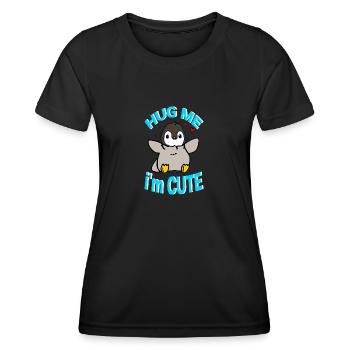Pingu Hug Me - Women's Functional T-Shirt - black - Front - AI Model Female 172 light (172cm)