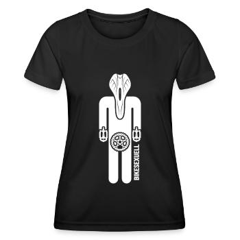 Vélo « vélosexuel » Cycliste à l’épreuve de la selle Piste cyclable - T-shirt sport Femme - noir - Devant - AI Model Female 172 light (172cm)