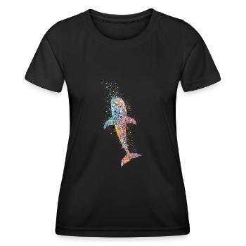 Lebendiges farbenfrohes künstlerisches Hai-Design - Frauen Funktions-T-Shirt - Schwarz - Vorne - AI Model Female 172 light (172cm)