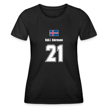 Island Trikot Nr.21 - Frauen Funktions-T-Shirt - Schwarz - Vorne - AI Model Female 172 light (172cm)