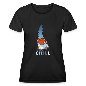 Chill Sloth Climber Climbing Cliff Funny - Women's Functional T-Shirt - black - Front - AI Model Female 172 light (172cm)