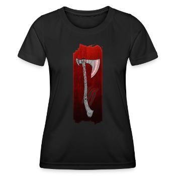 Poursuite de luminaire : Hache du chasseur - T-shirt sport Femme - noir - Devant - AI Model Female 172 light (172cm)