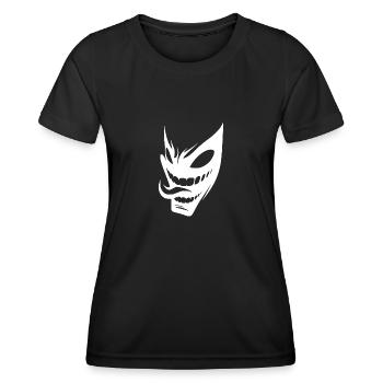 Grinsende gruselige Halloween Maske - Frauen Funktions-T-Shirt - Schwarz - Vorne - AI Model Female 172 light (172cm)