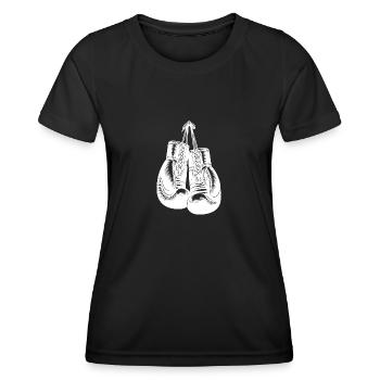 Gants de boxe classiques dans le style d’un boxeur vintage - T-shirt sport Femme - noir - Devant - AI Model Female 172 light (172cm)
