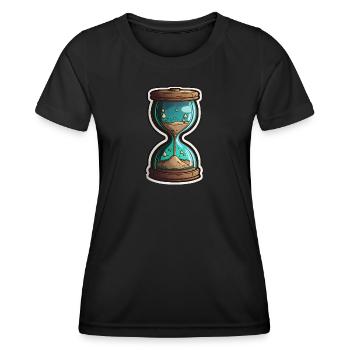 Hourglass, Sand Glass, Clock, Countdown, Sand Glass, Time - Women's Functional T-Shirt - black - Front - AI Model Female 172 light (172cm)