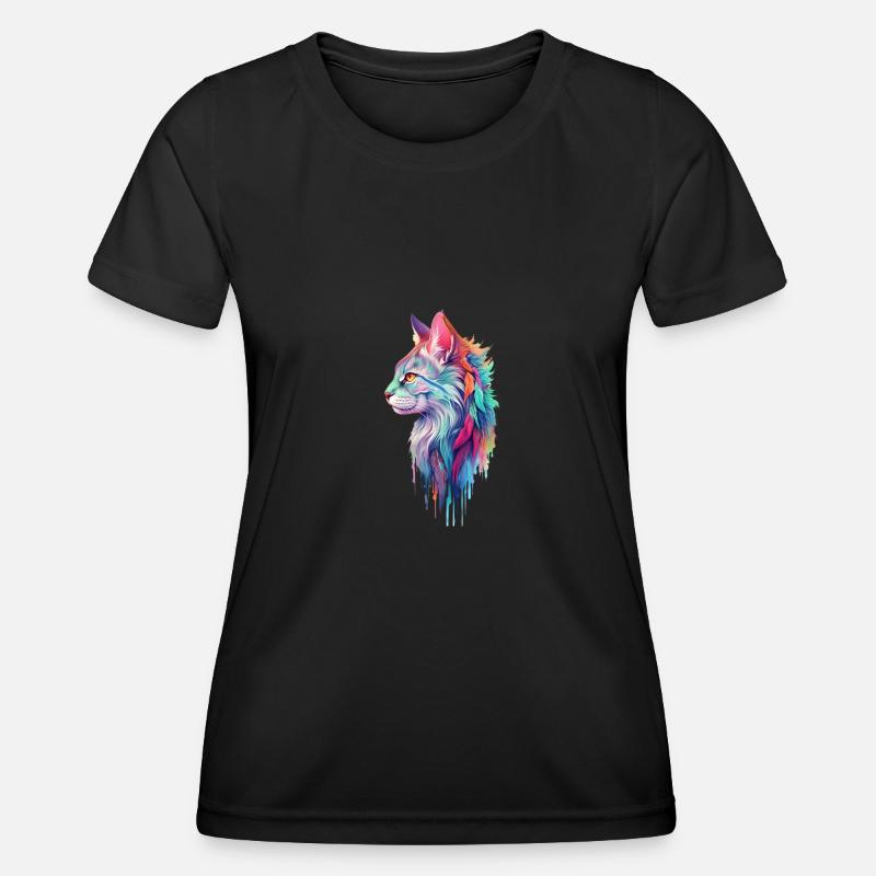 Hippie Cat - Women's Functional T-Shirt - black